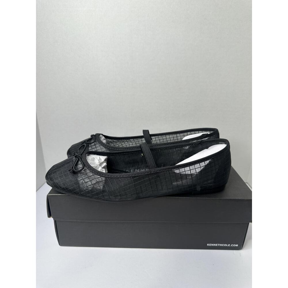 Black Mesh Ballet Flat with Bow - Picture 3 of 6